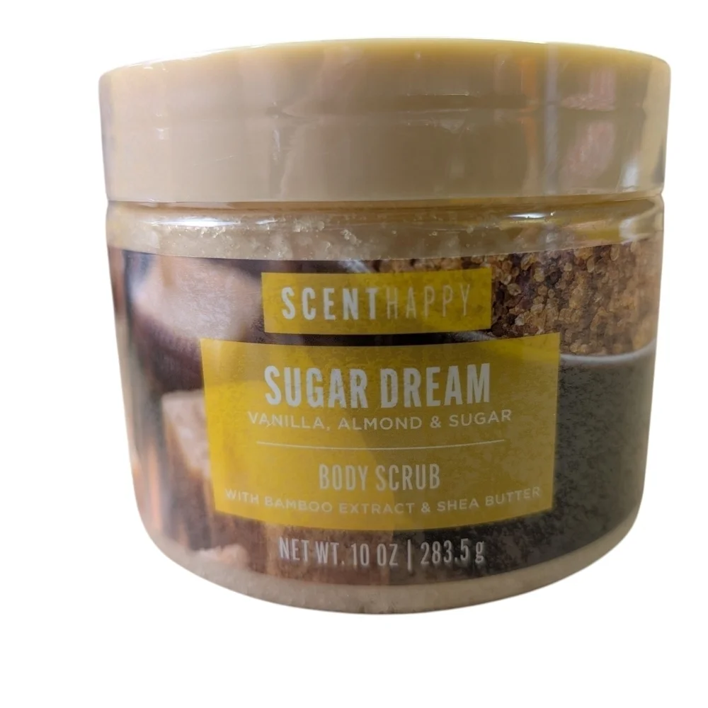 Scent Happy Vanilla Almond Sugar Dream Body Scrub Cream Bamboo Shea Butter 10 OZ